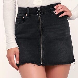 Zip It Up Washed Black Distressed Denim Mini Skirt
Free People